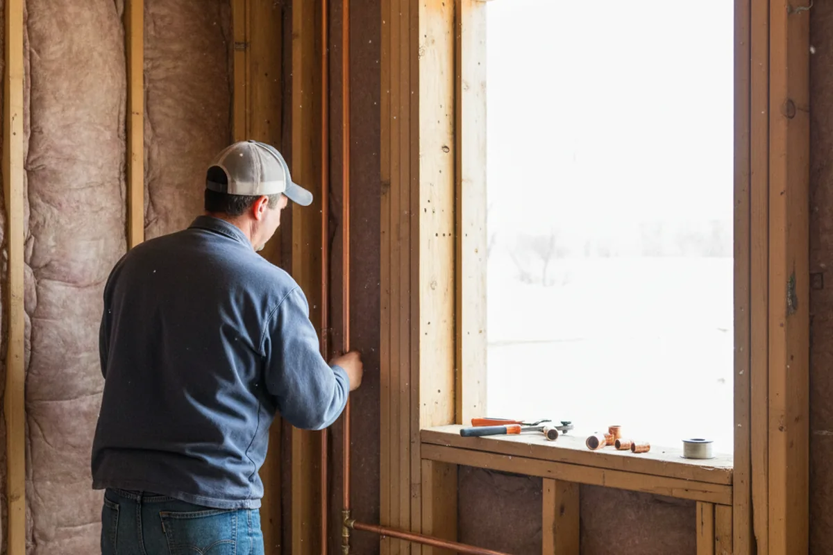 Licensed plumber running new copper supply lines in a Pullman home