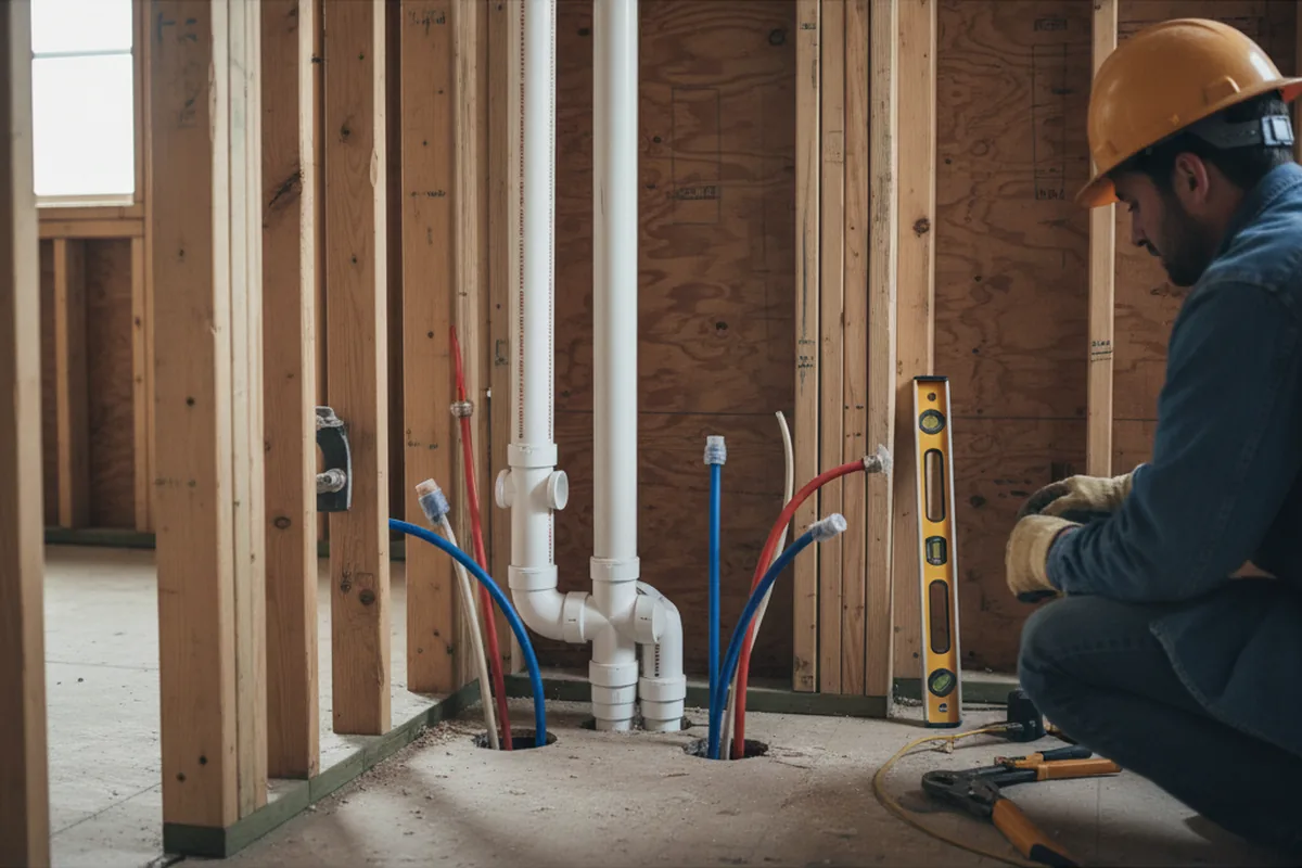Drain and supply rough-in during Drain Cleaning in Pullman